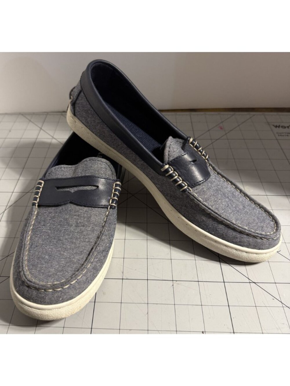 Cole Haan Blue Suede Penny Loafers Men's Size 9M C32175 - Picture 2 of 8